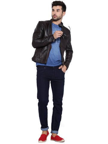 COFFEE BROWN DYED LEATHER JACKET